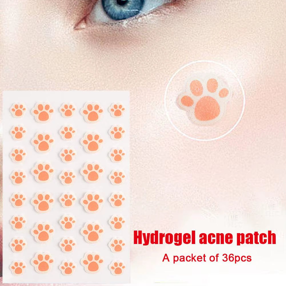 Hydrocolloid Acne Pimple Patch 36 Counts Cute Cat Paws Shaped Acne Absorbing Cover Patch, Invisible for Acne Dots