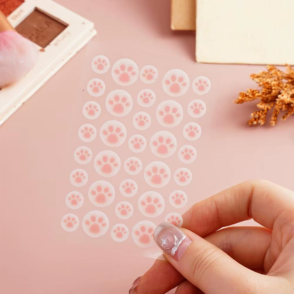 Hydrocolloid Acne Pimple Patch 36 Counts Cute Cat Paws Shaped Acne Absorbing Cover Patch, Invisible for Acne Dots
