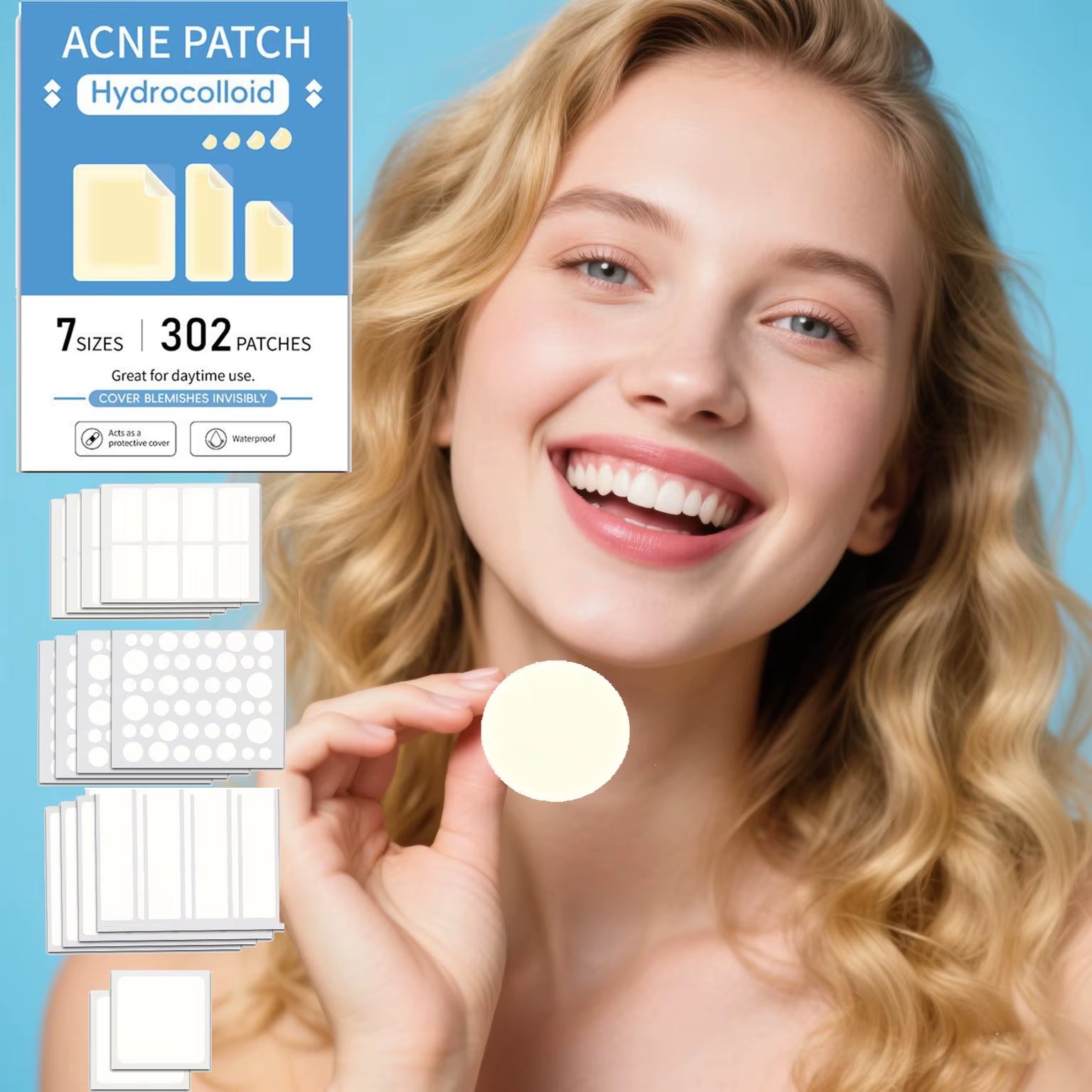 Mixed Sizes Hydrocolloid Pimple Patches Large Hydrocolloid Pimple Patches Invisible Acne Circle Stickers for Zits, Spots, Pimple