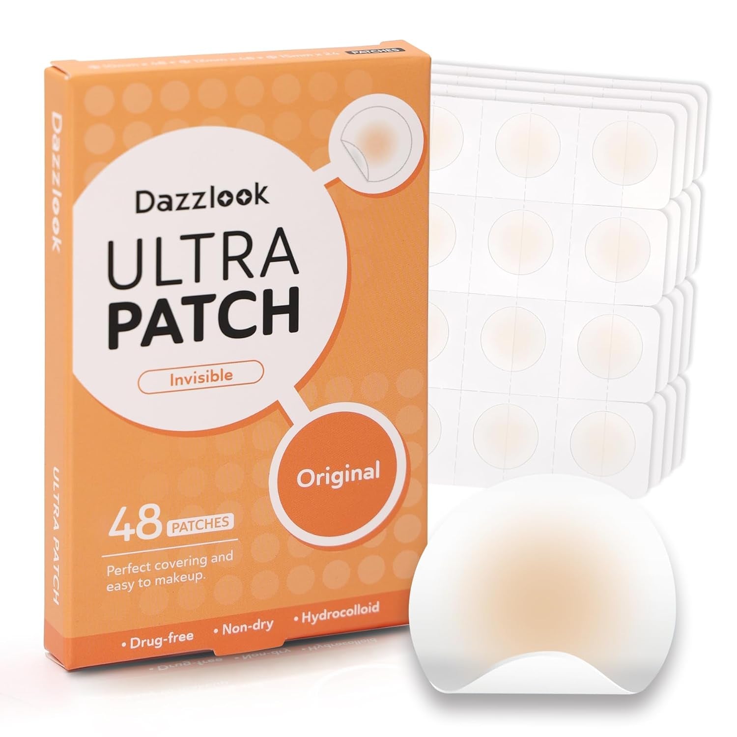 Ultra Pimple Patches - Hydrocolloid Acne Patch for Covering Zits and Blemishes Breakouts Spot Acne Dots Stickers for Face and Skin (48 Counts) Day and Night Use